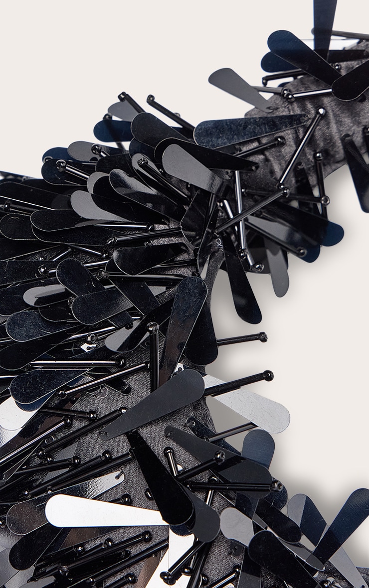 Black Embellished Sequin Shoulder Bag image 5