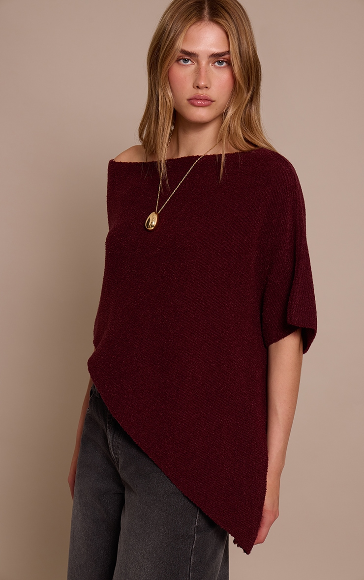 Wine Boucle Cape Top image 1