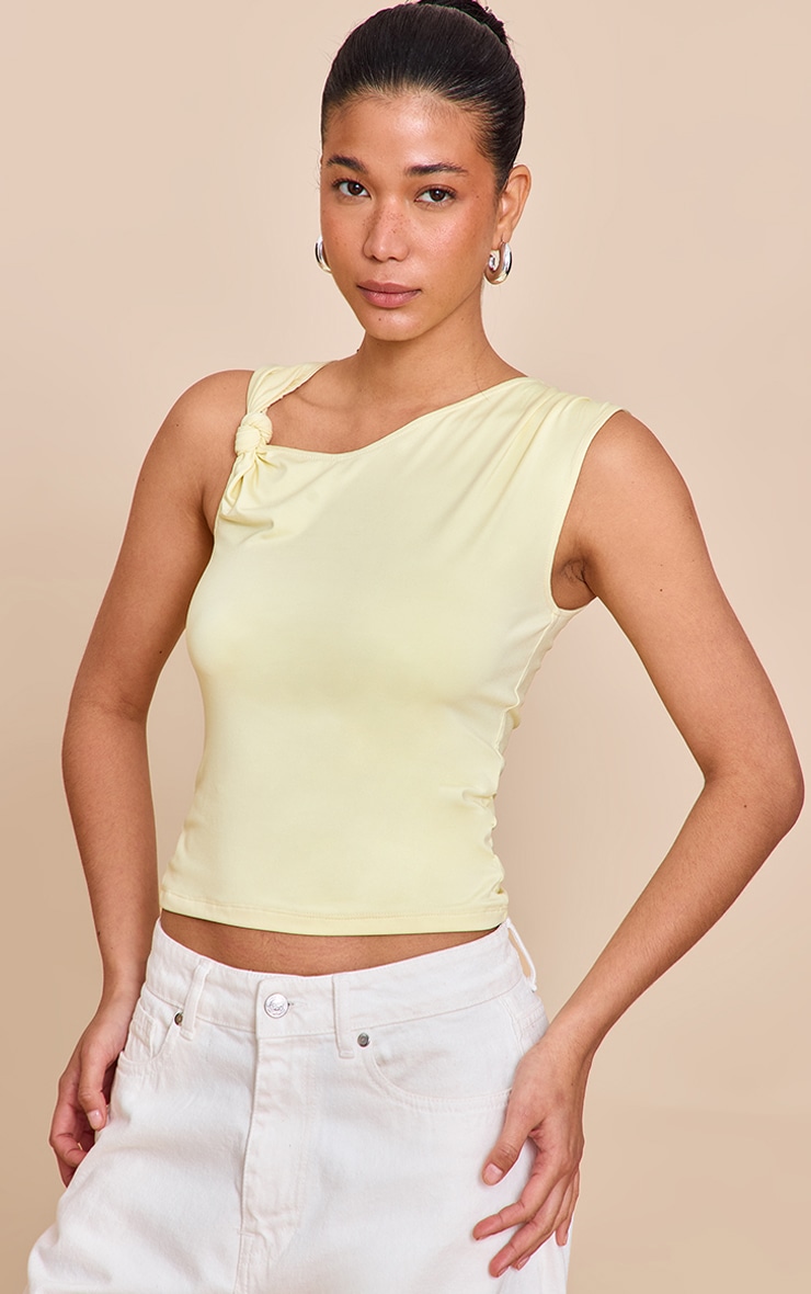 Lemon Slinky Knot Strap Detail Long Top image 4