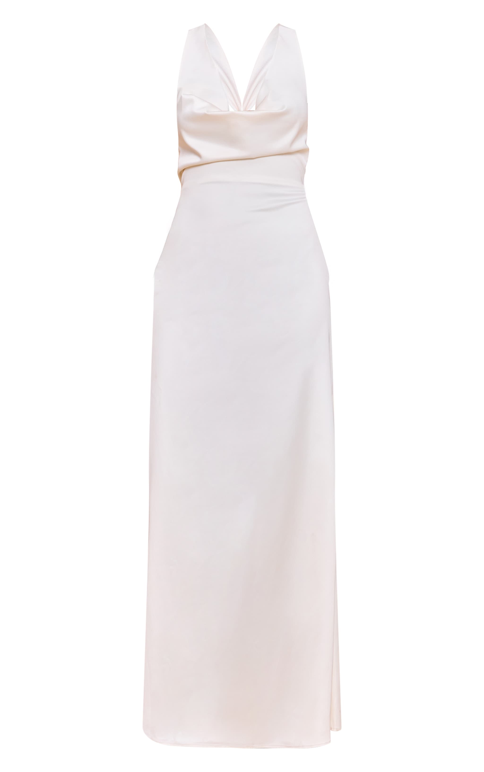 Cream Satin Cowl Neck Cross Back Maxi Dress image 5