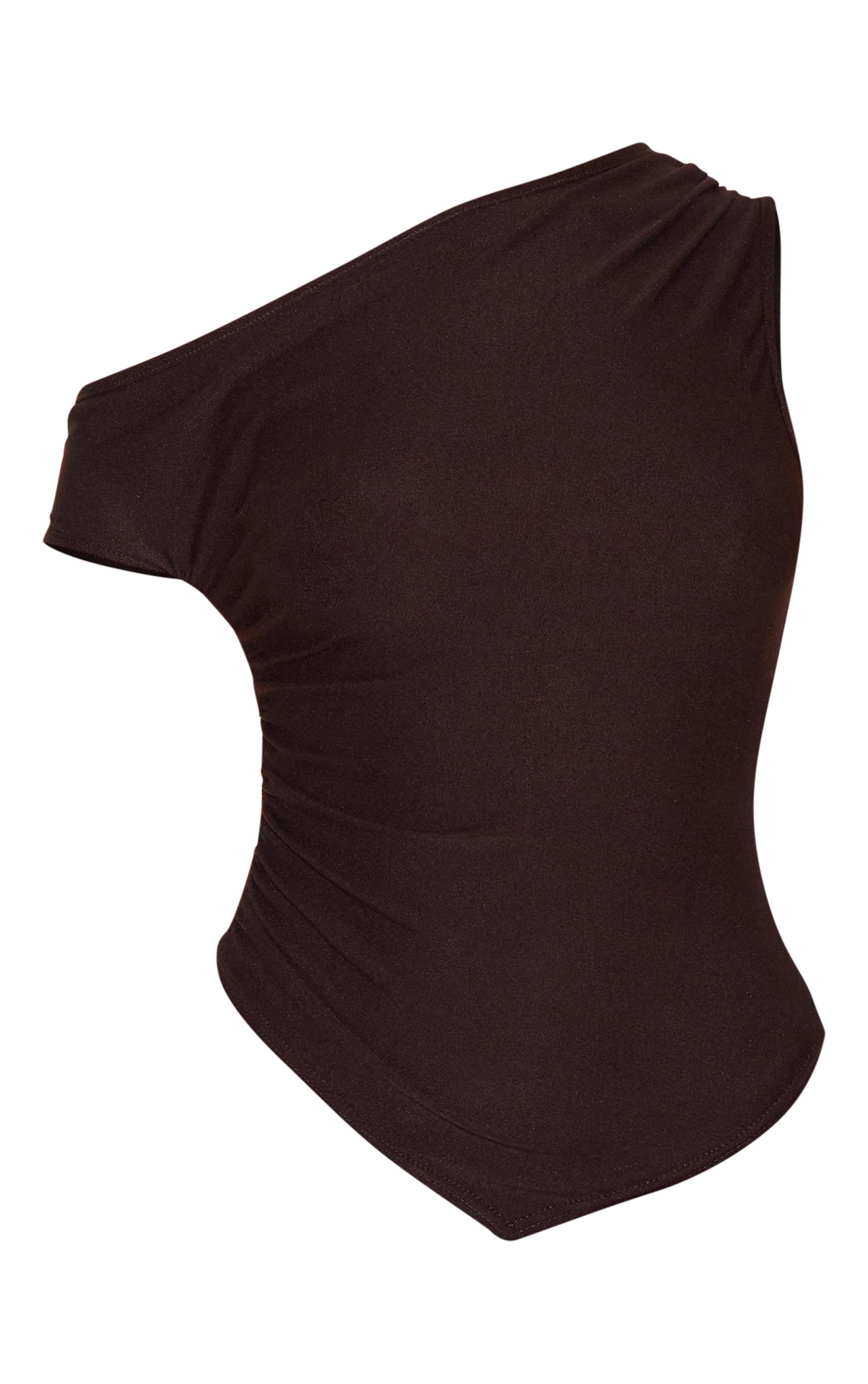 Dark Brown Soft Touch Sleeveless Asymmetric Top image 5