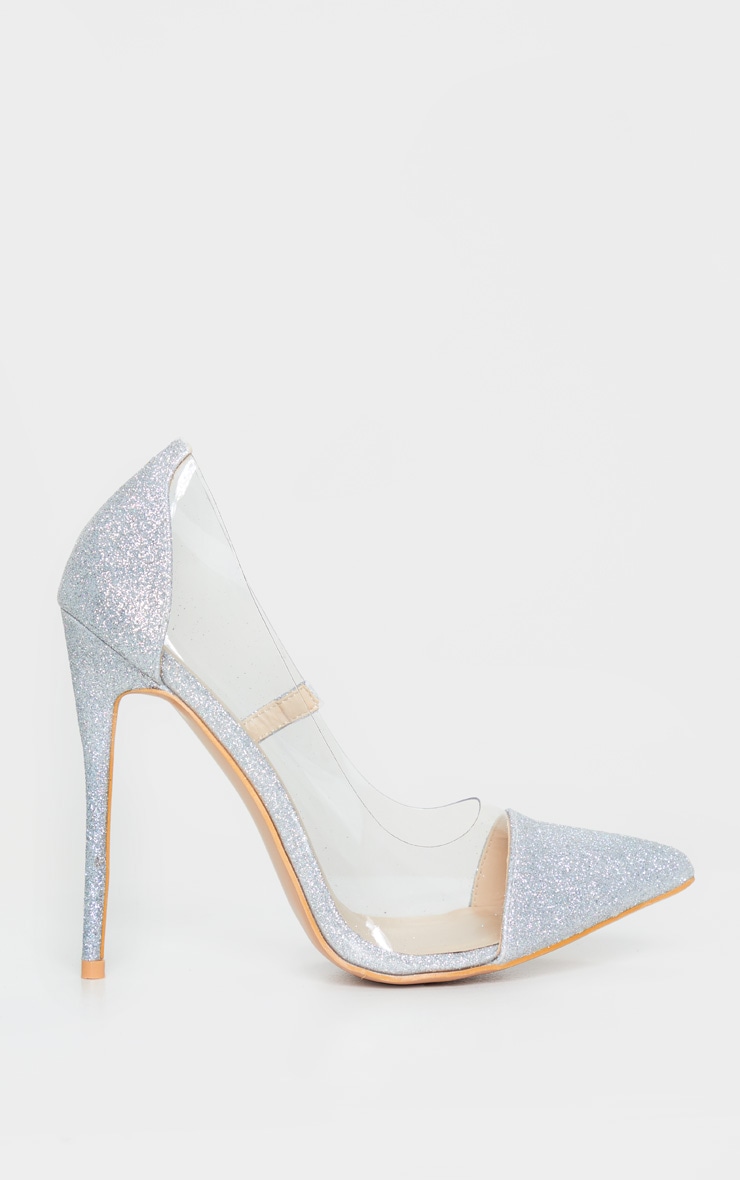 Silver Glitter Clear Court Shoes PrettyLittleThing IE Silver Glitter Clear Court Shoes PrettyLittleThing IE