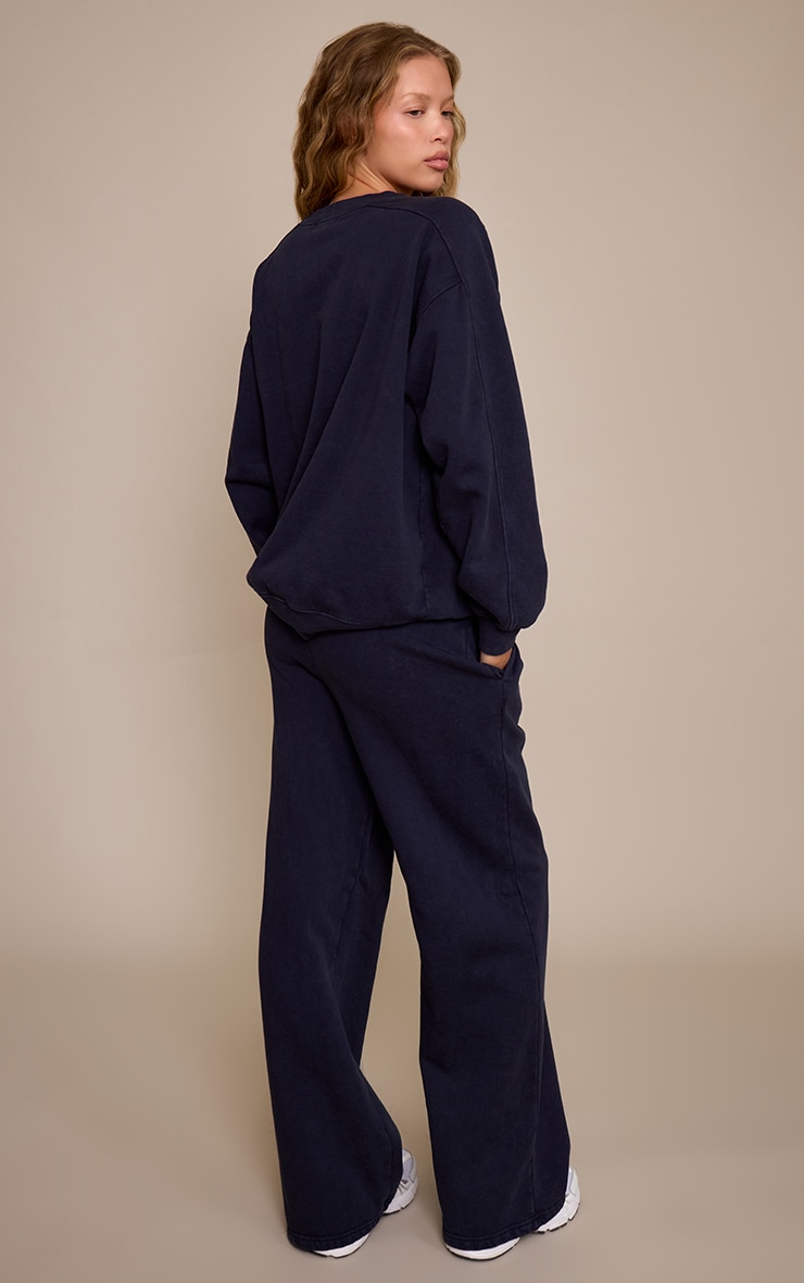 Navy Acid Washed Cross Stitch Sweatshirt image 2