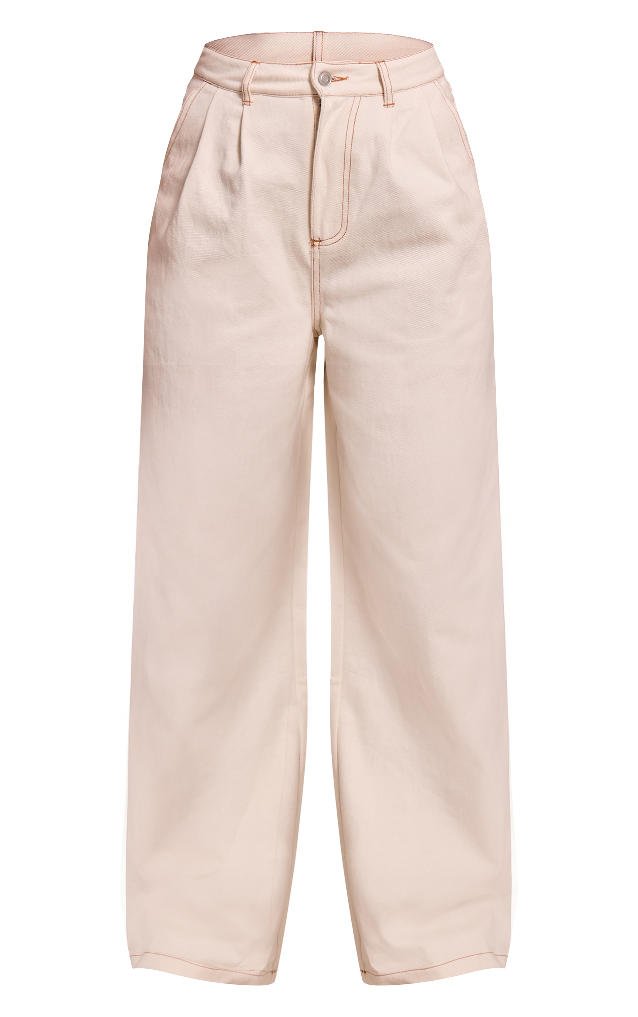 Tall Ecru Pleated Wide Leg Jeans image 5