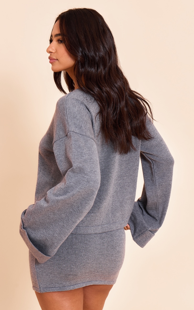 Petite Charcoal Knit Turn Up Hem Cardigan  image 2