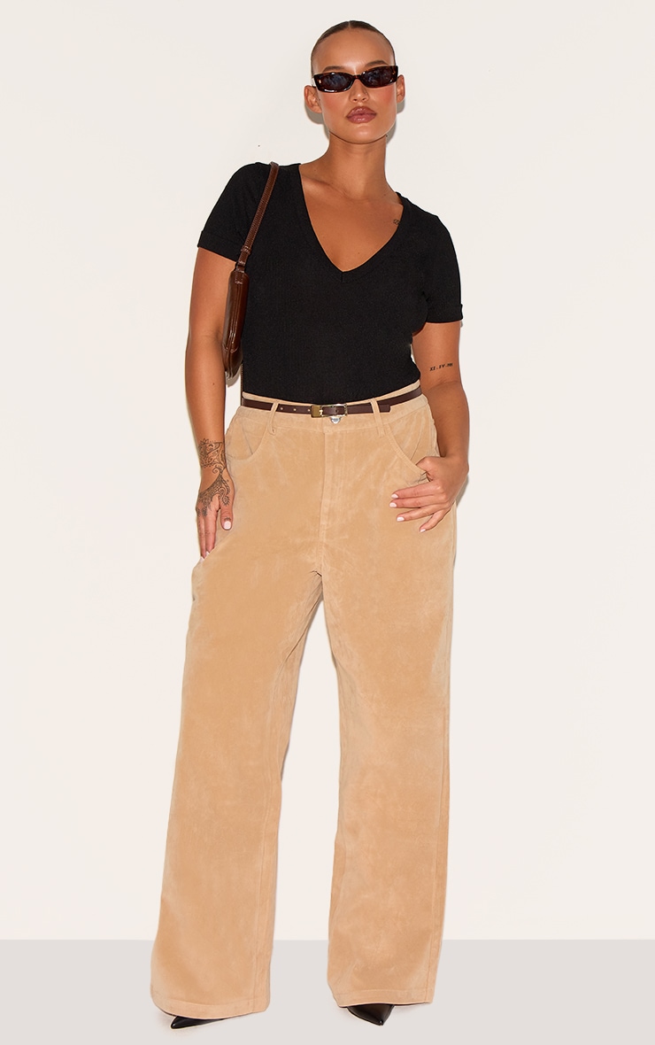 Plus Stone Faux Suede Wide Leg Pants image 2