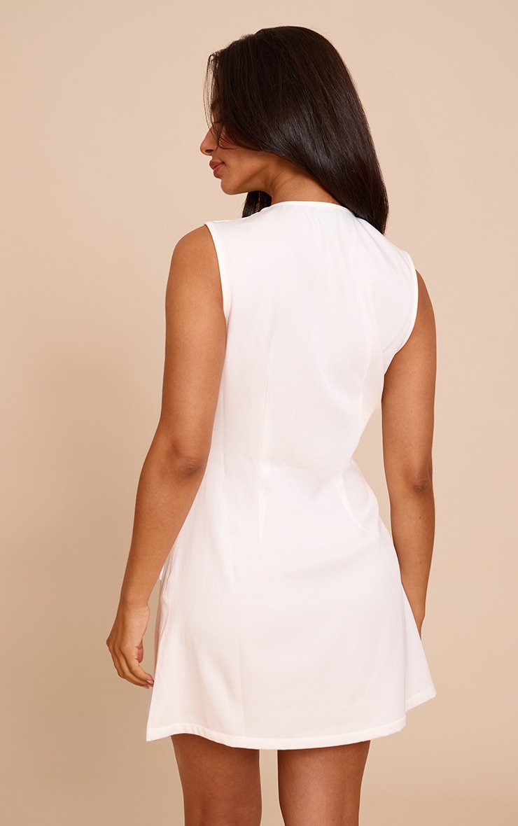 Petite White Tailored Fitted Mini Dress image 2
