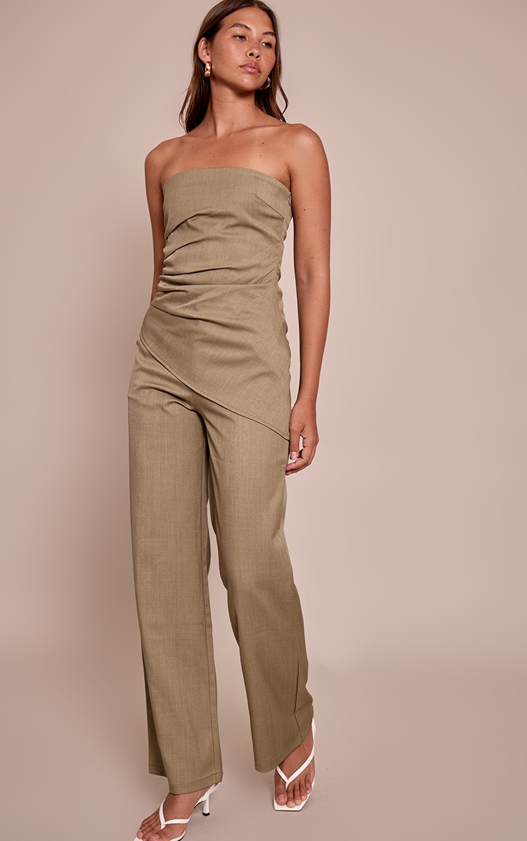 Sage Khaki Tailored Woven Wide Leg Pants image 2