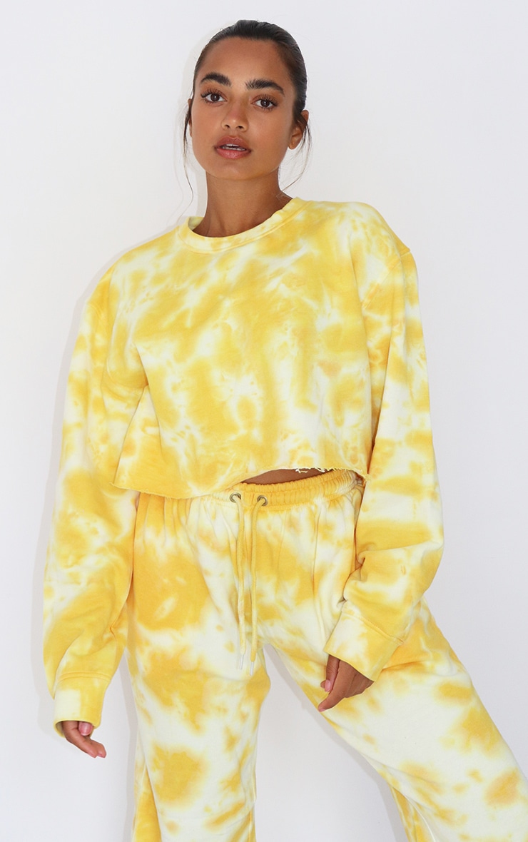 Petite Orange Tie Dye Cropped Sweater