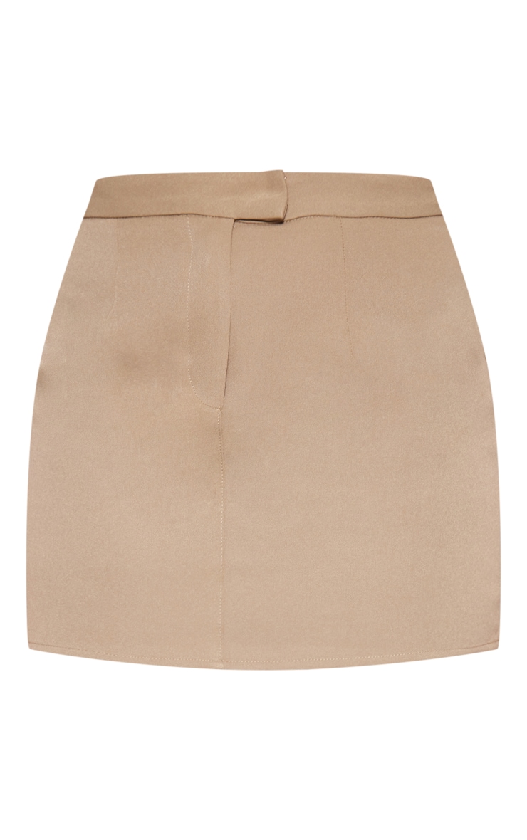 Taupe Tailored Mini A-Line Skirt image 6
