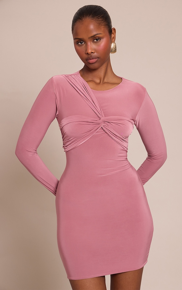 Mauve Twist Bust Mini Dress