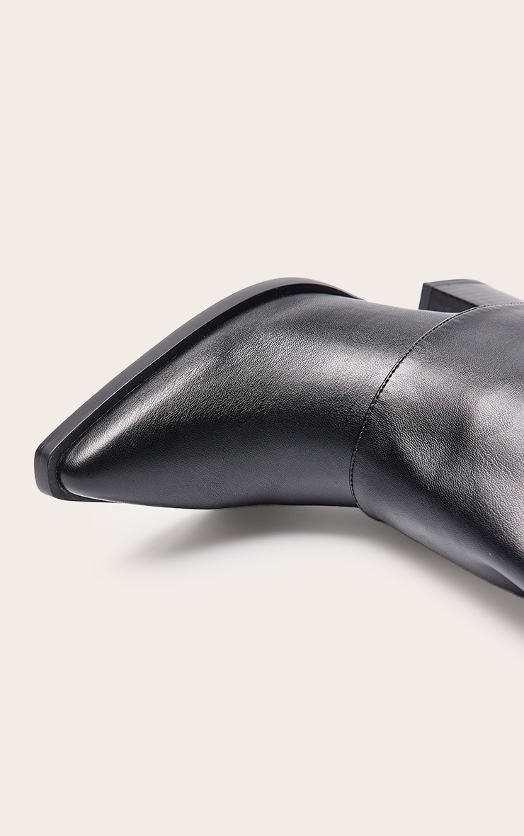 Bottes repliées en PU noir à talon carré image 5