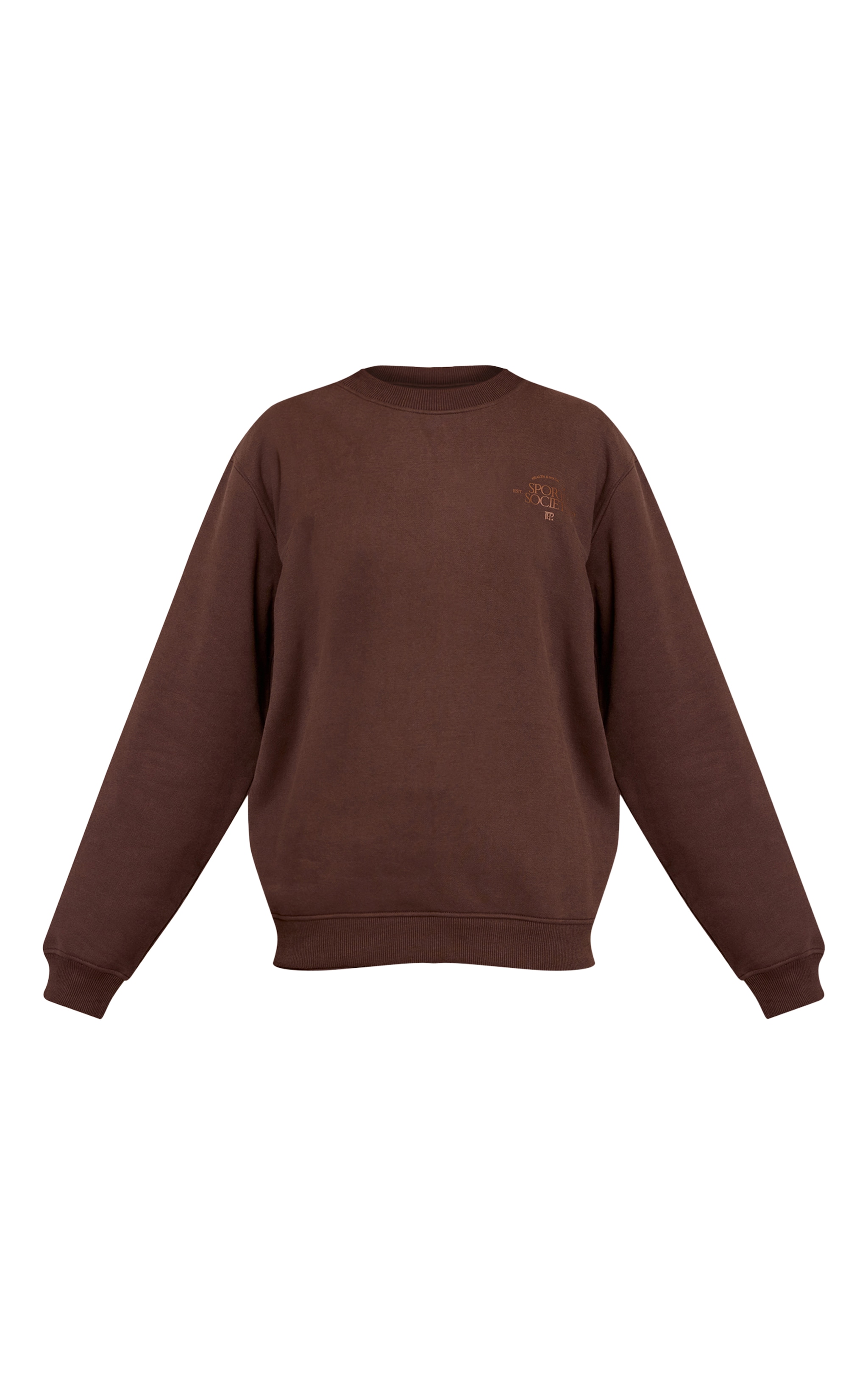 Chocolate PLT Sports Society Oversized Pull Over Sweatshirt image 5