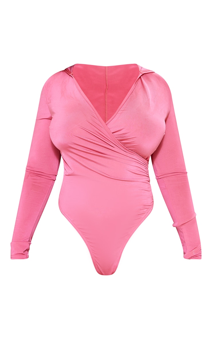 Shape Hot Pink Slinky Cowl Neck Long Sleeve Bodysuit image 5