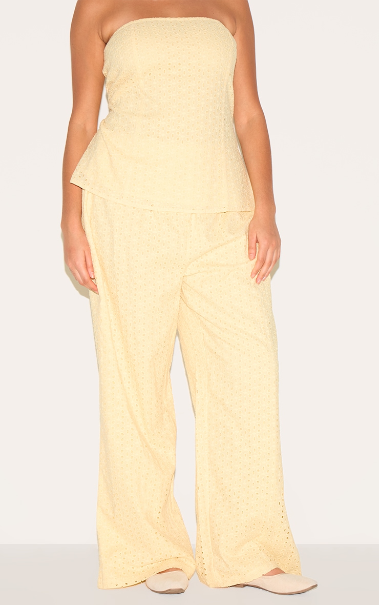 Plus Lemon Embroidered Linen Mid Rise Pants image 2