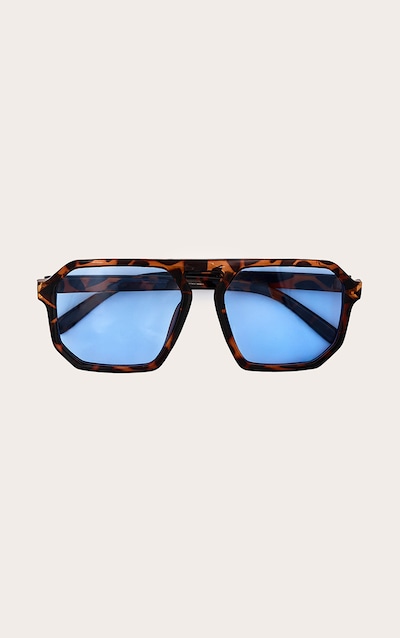 Lunettes de soleil écaille style aviateur à verres bleus