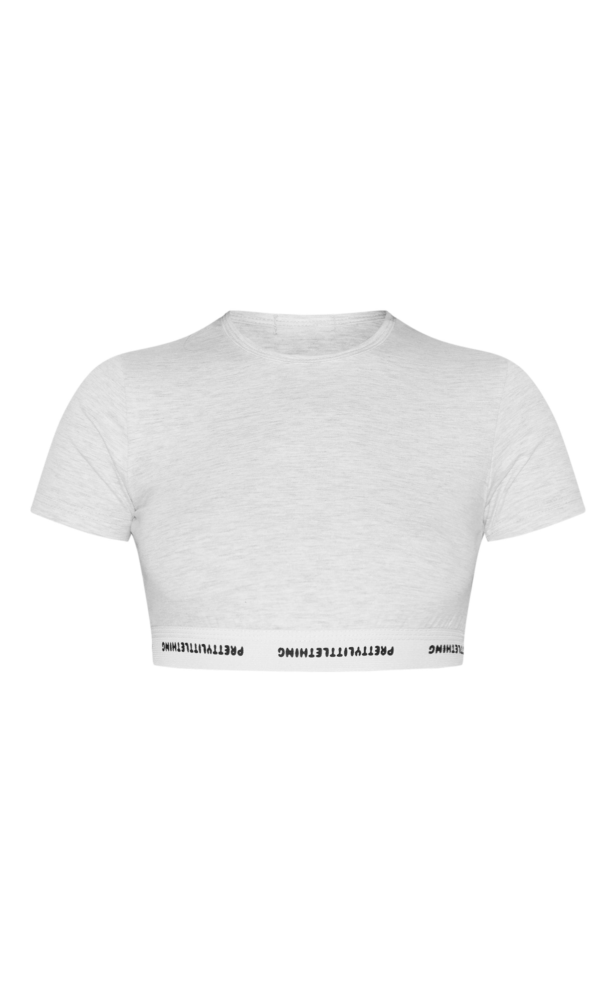 PRETTYLITTLETHING Top de pyjama gris chiné à bande et manches courtes image 5