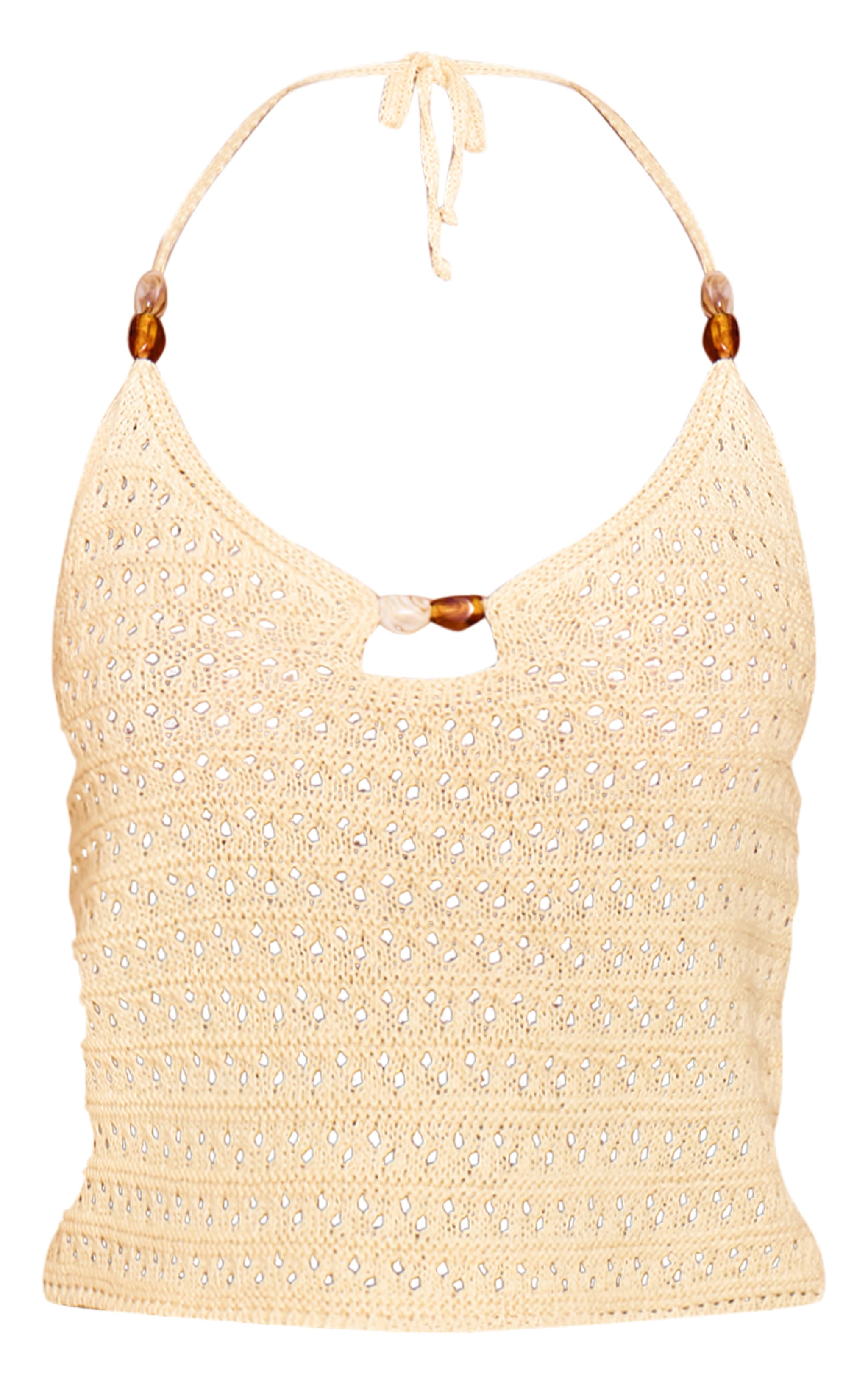 Lemon Crochet Bead Detail Halter Top image 5