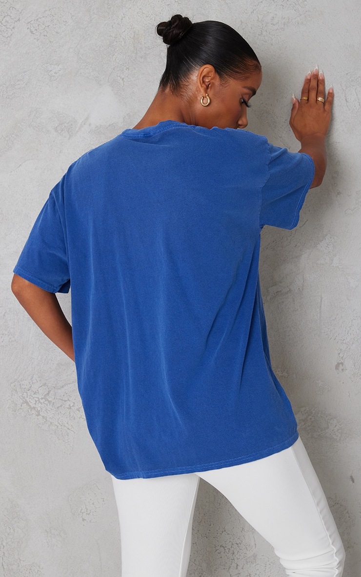 Navy Health And Leisure Printed Washed T Shirt image 2