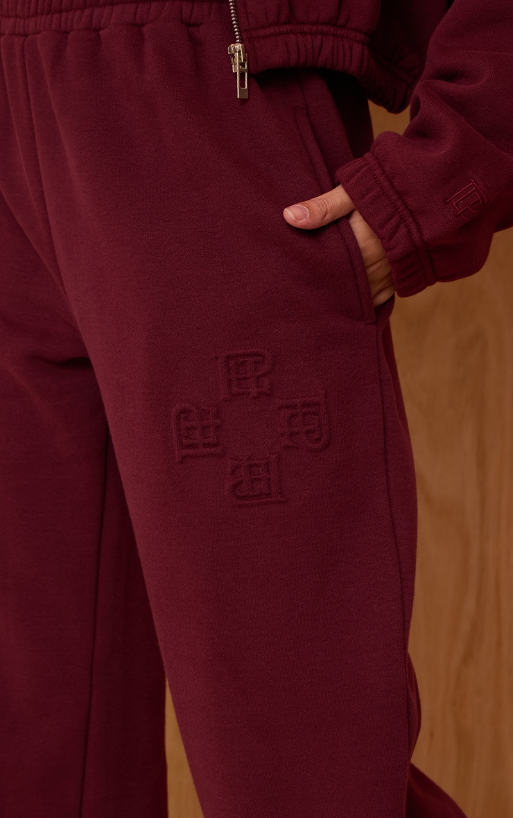 Wine PLT Embossed Wide Leg Sweatpants image 4