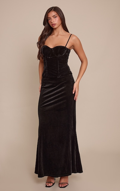 Black Velvet Floaty Maxi Skirt