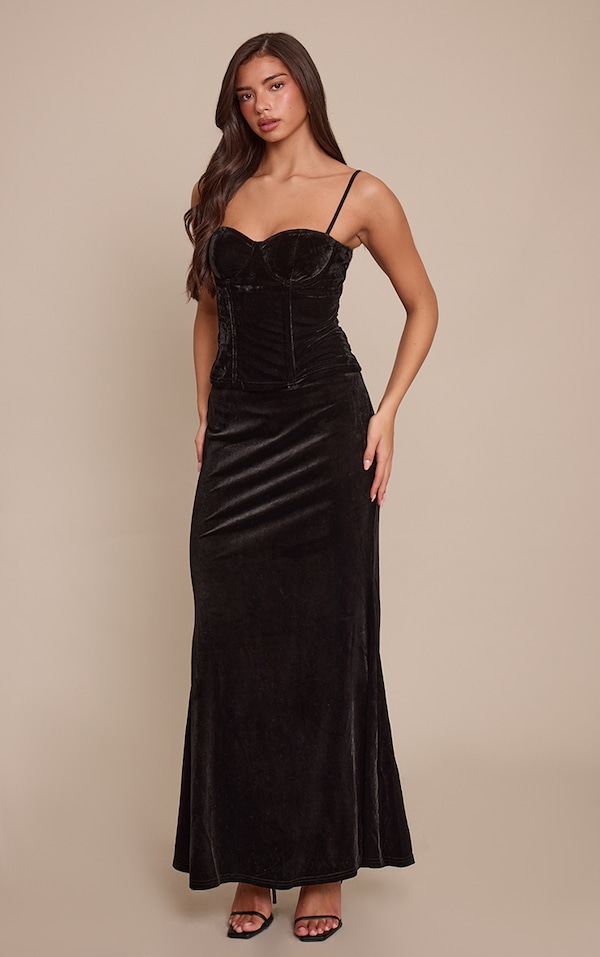 Black Velvet Floaty Maxi Skirt