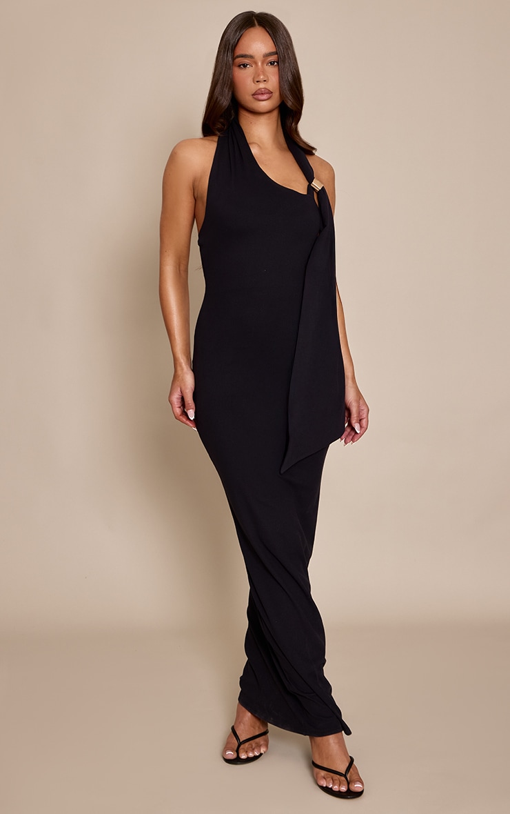 Black Soft Touch Trim Detail Maxi Dress image 1