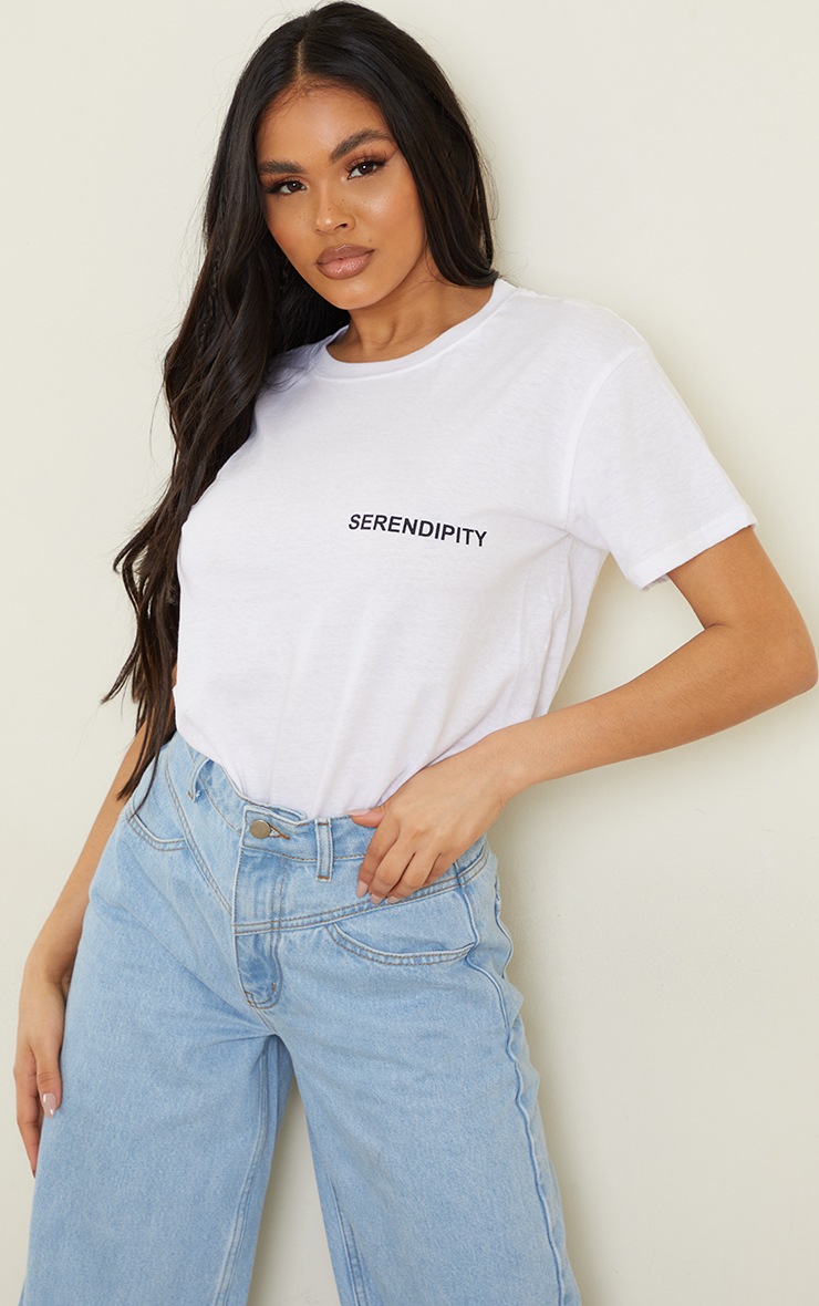 Tee-shirt blanc à imprimé Serendipity