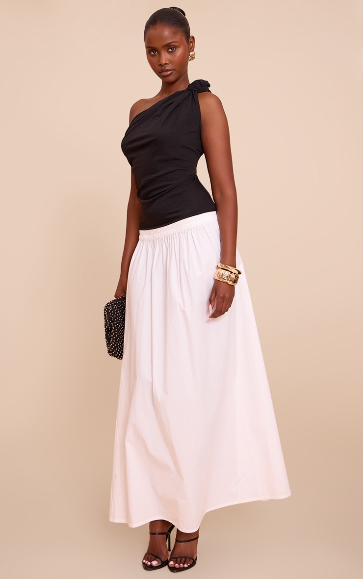 Black Floaty Woven One Shoulder Knot Detail Top image 3