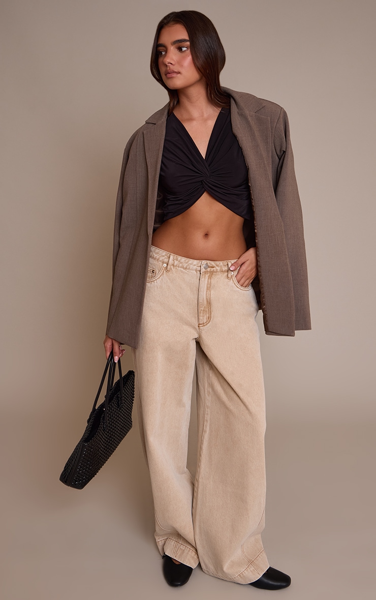 Black Double Layer Twist Detail Cami Top image 3