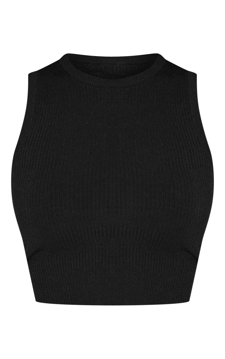 Black Basic Knit Racer Top image 5
