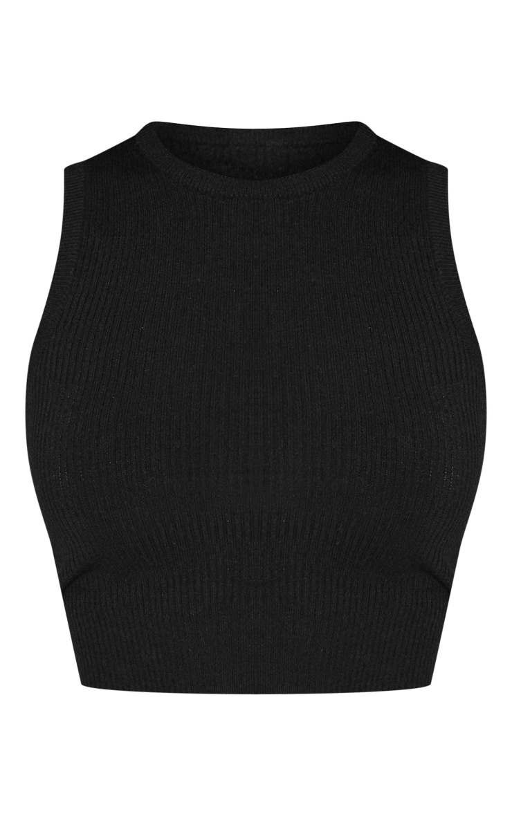 Black Basic Knit Racer Top image 2