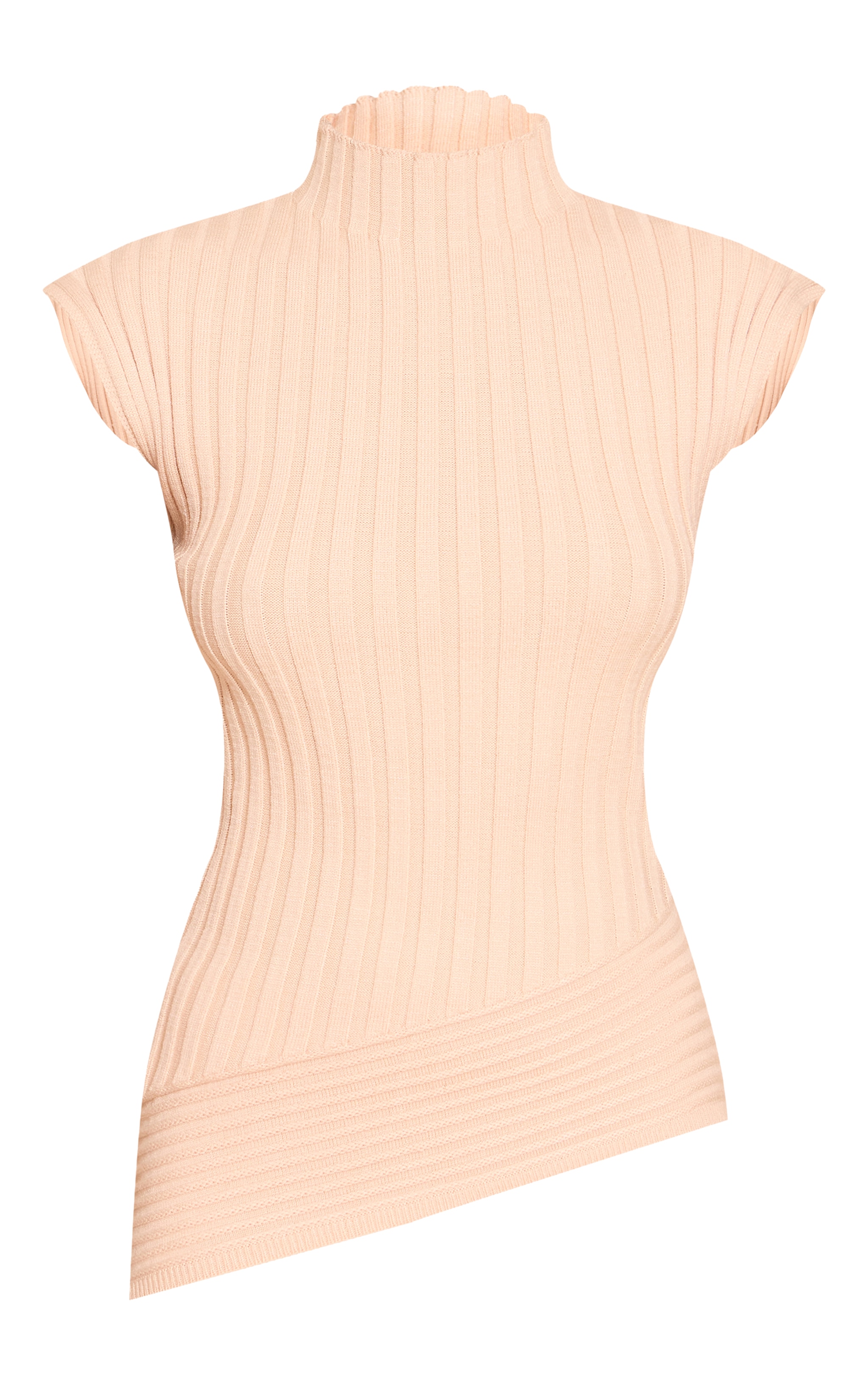 Stone High Neck Asymmetric Detail Knitted Top image 5