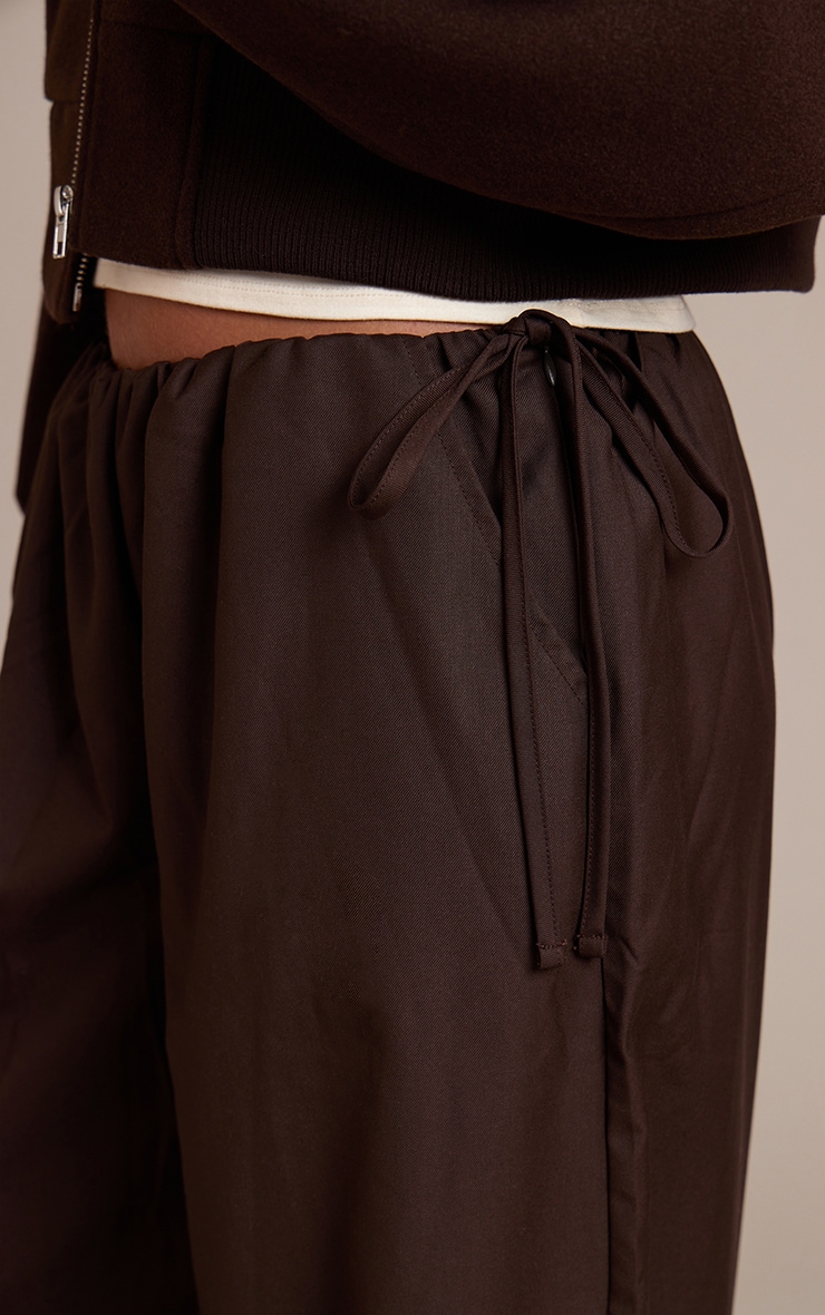 Chocolate Woven Side Tie Detail Wide Leg Pants image 4