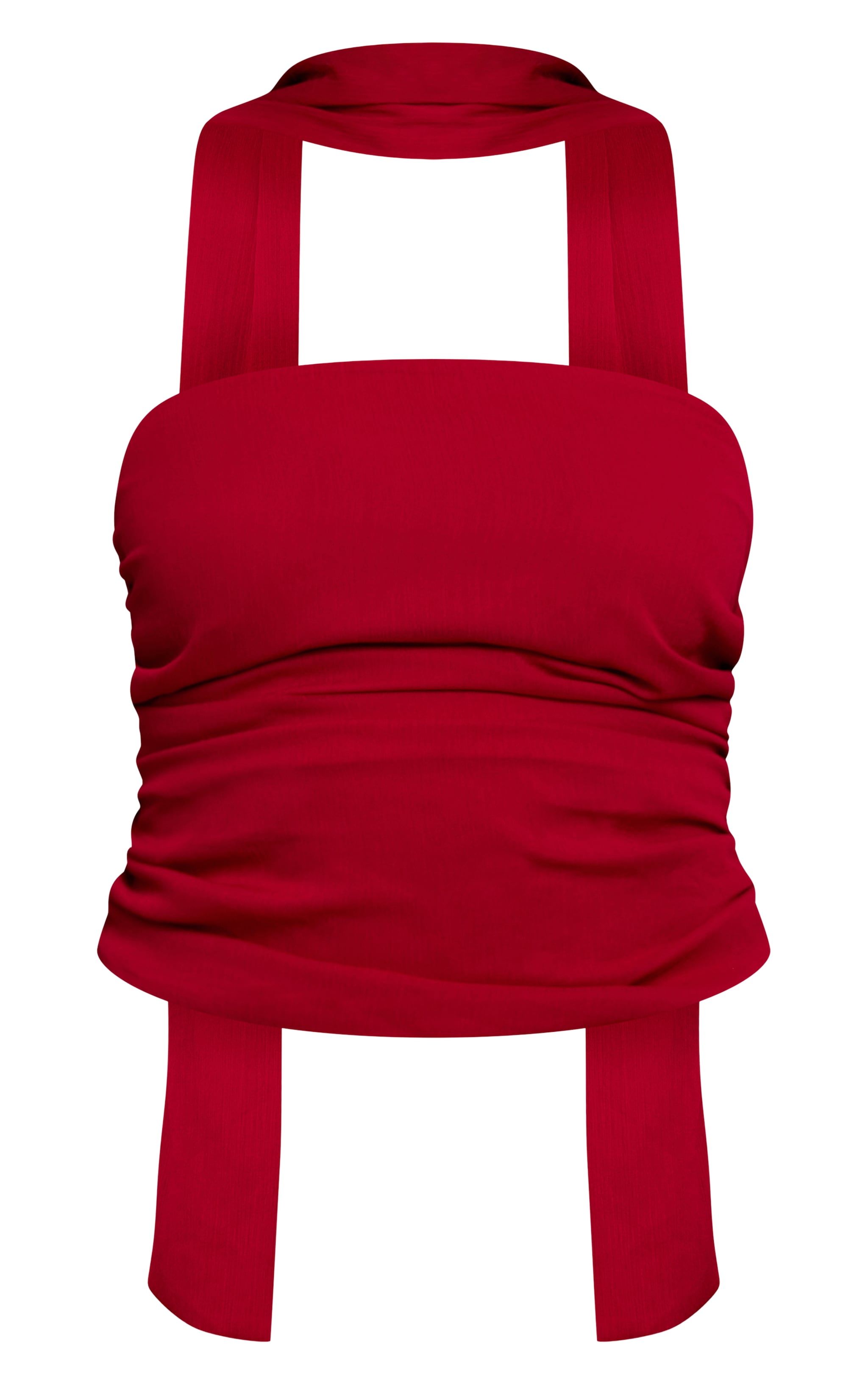 Shape Burgundy Chiffon Scarf Detail Bandeau Top image 5