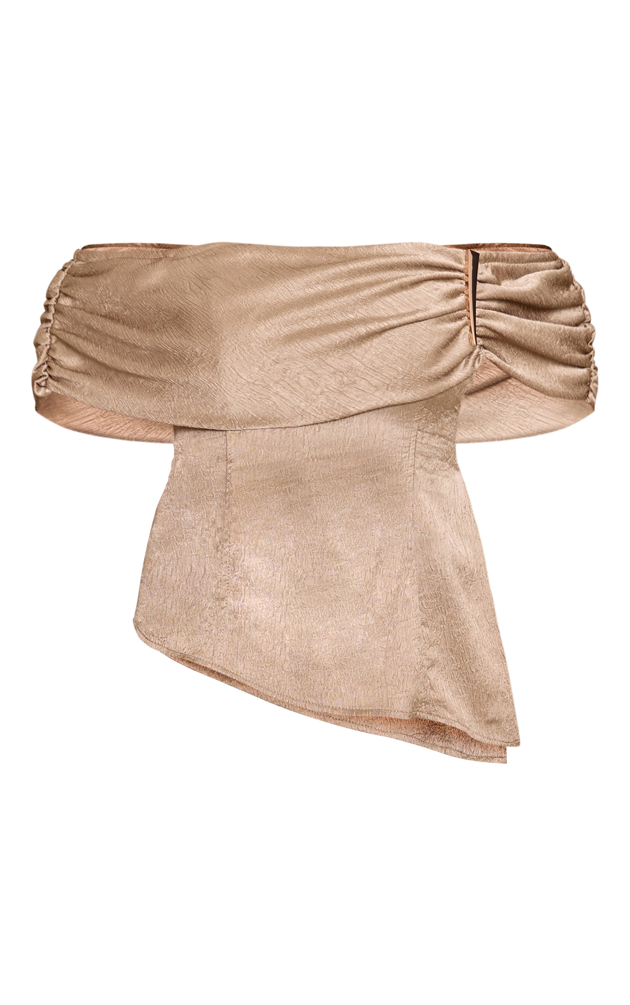 Petite Taupe Asymmetric Trim Detail Flowy Top image 5