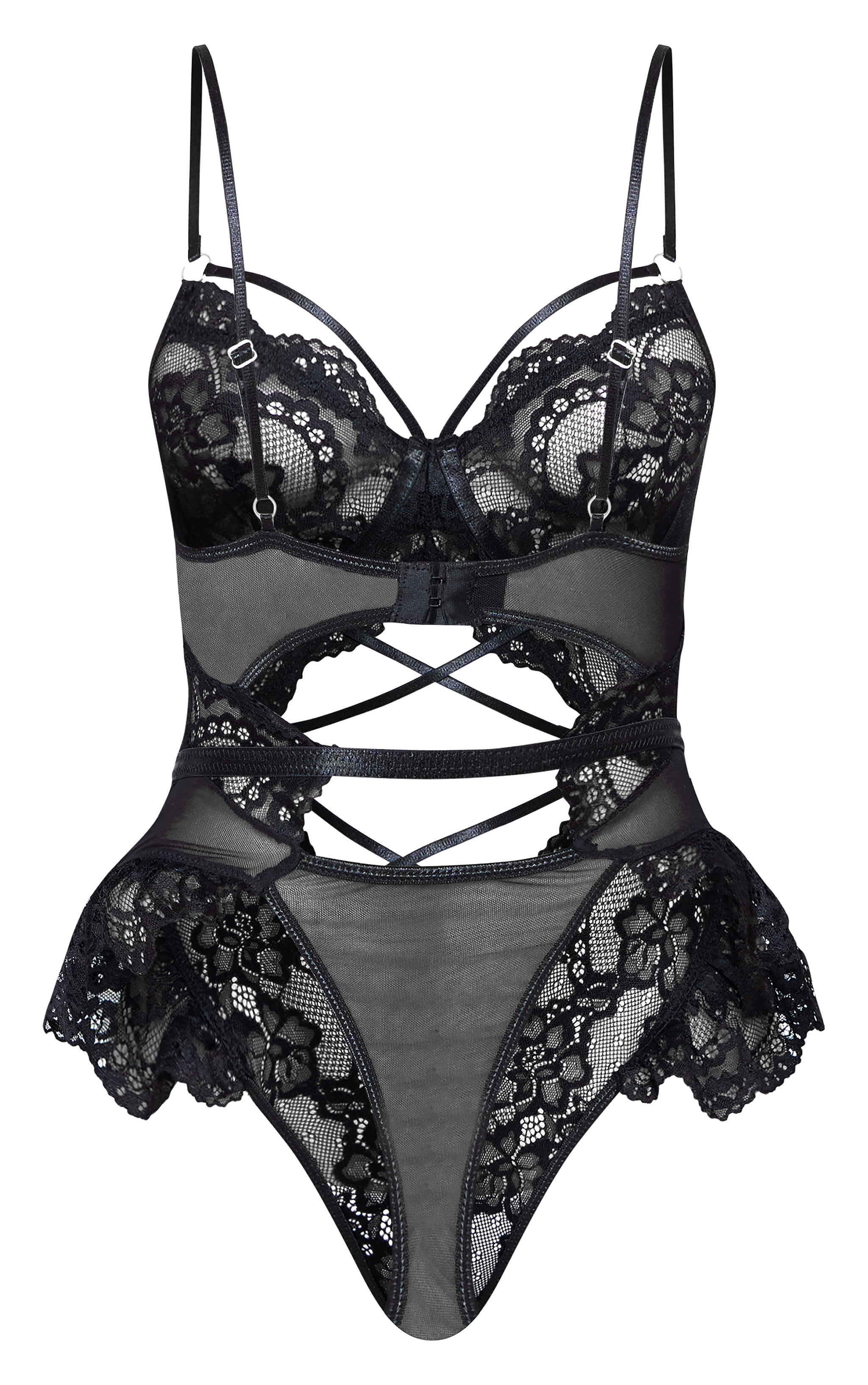 Black lace up bodysuit hotsell