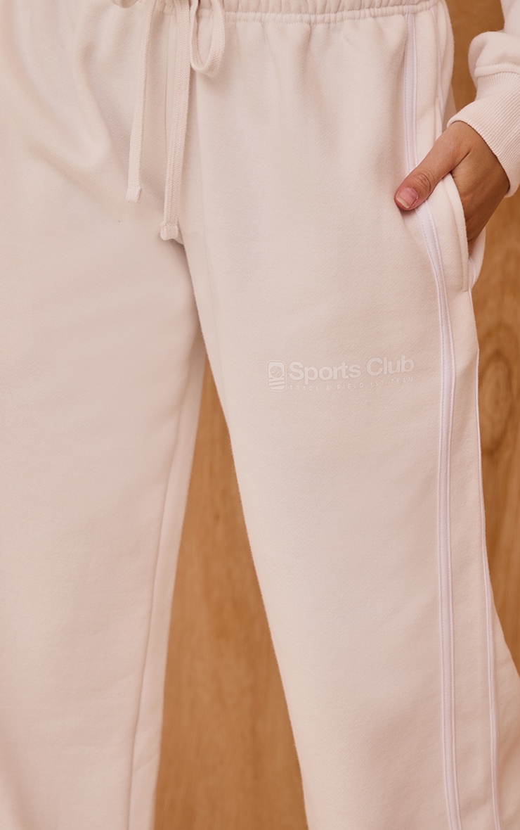 Cream Sports Club Print Wide Leg Sweatpants image 4