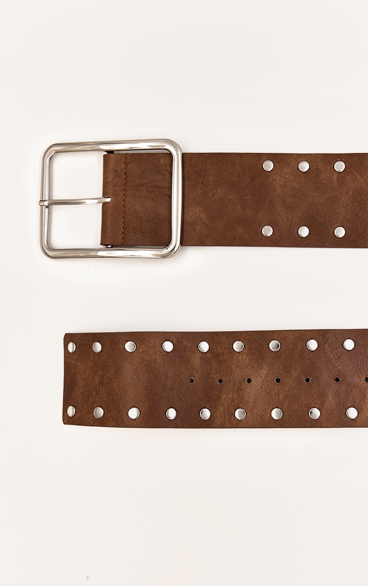 Tan Thick Faux Suede Square Buckle Belt image 3