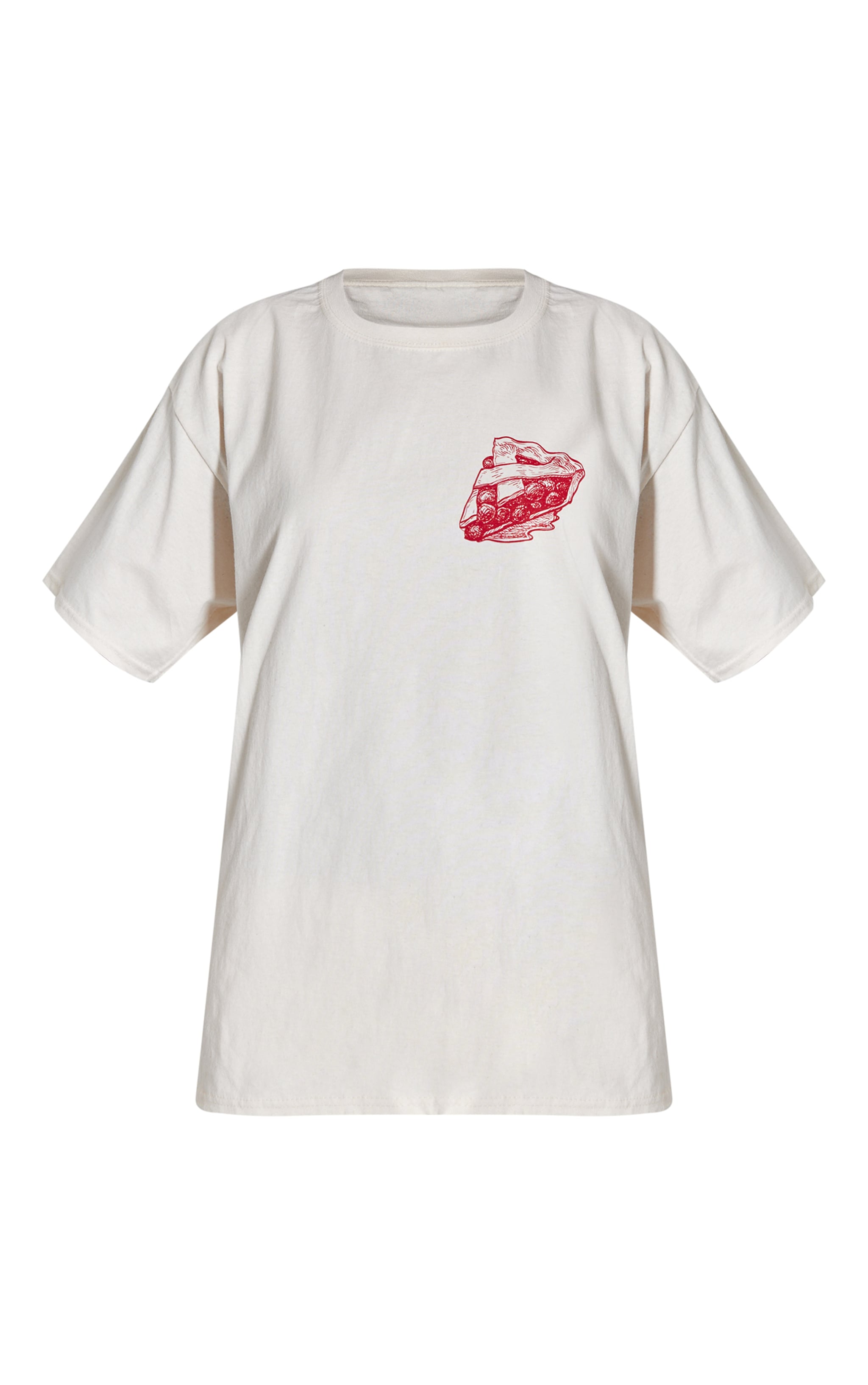 T-shirt oversize blanc cassé à manches courtes et graphique tarte image 5