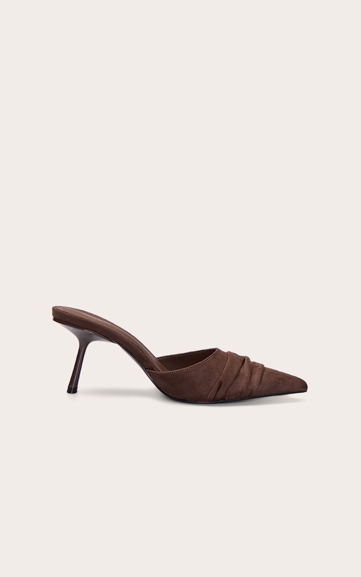 Chocolate Faux Suede Kick Heeled Mule image 2