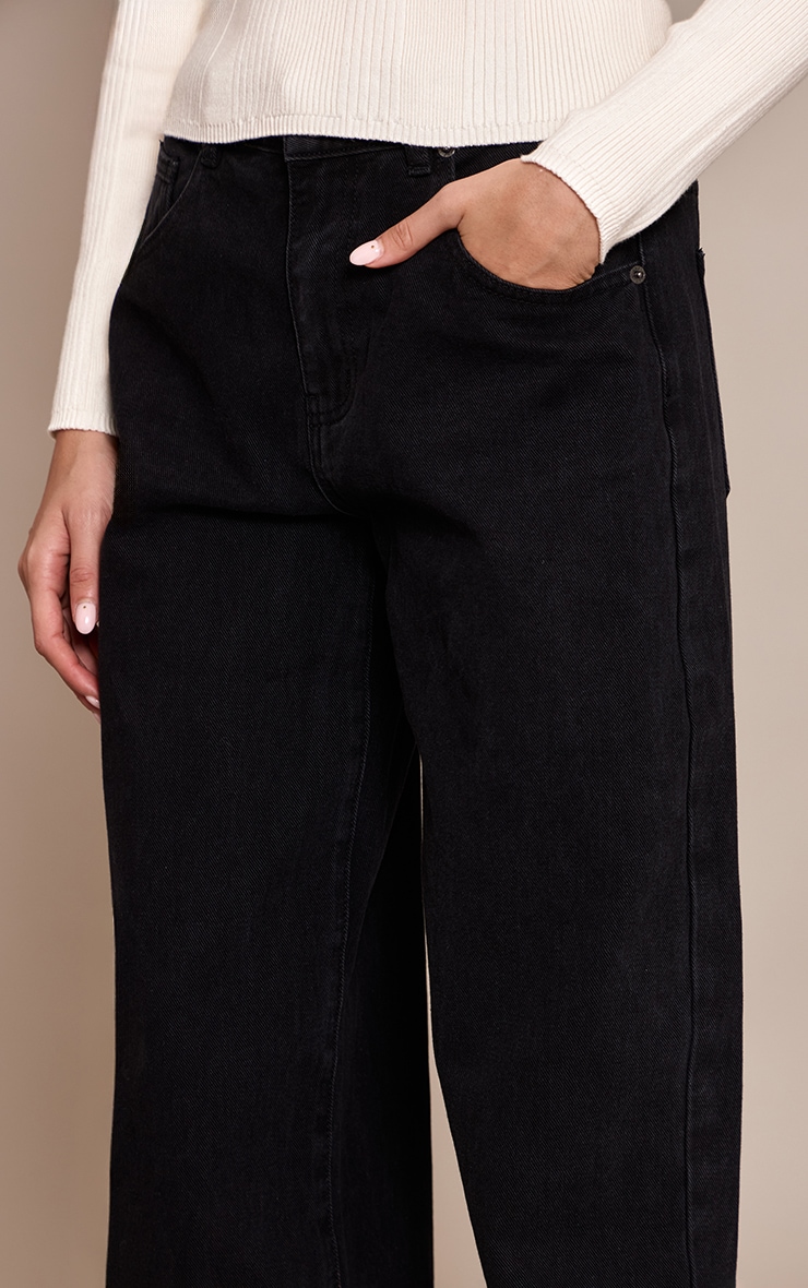 Washed Black Dipped Back Style Boyfriend Jeans image 4