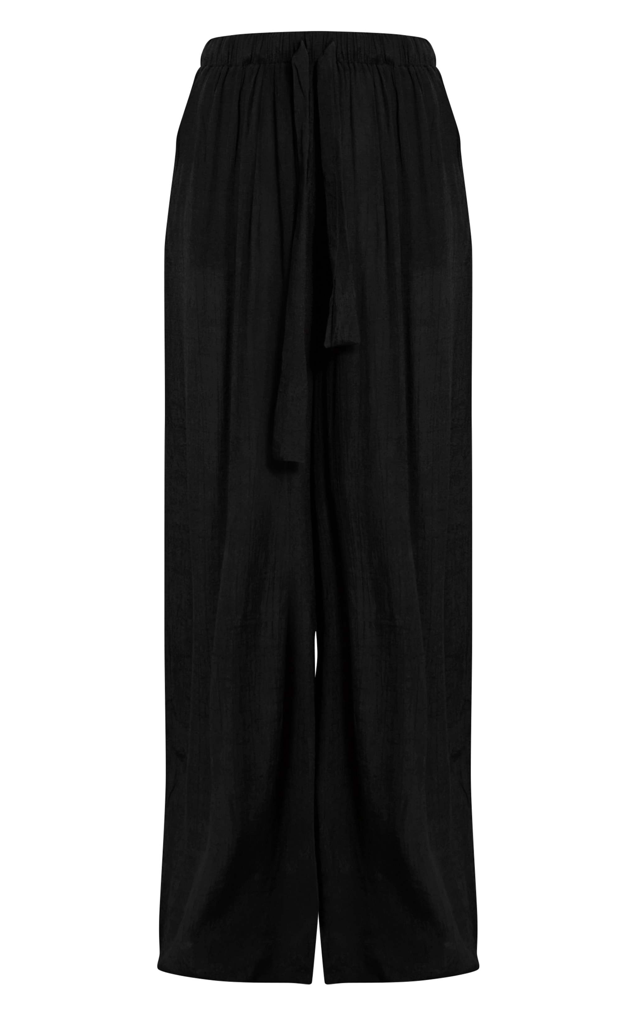 Black Palazzo Linen Look Beach Pants image 5