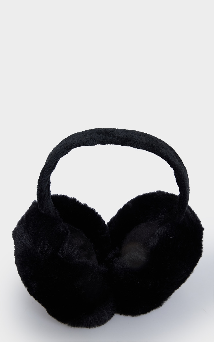 Black Soft Faux Fur Ear Muffs image 2