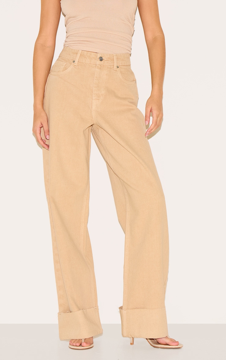 Taupe Turn Up Hem Jeans image 1