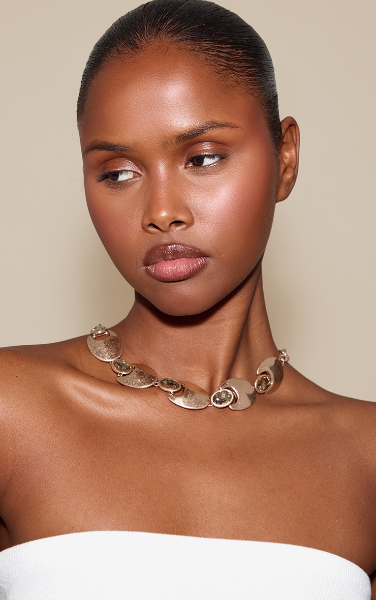 Topaz Worn Gold Studded Necklace