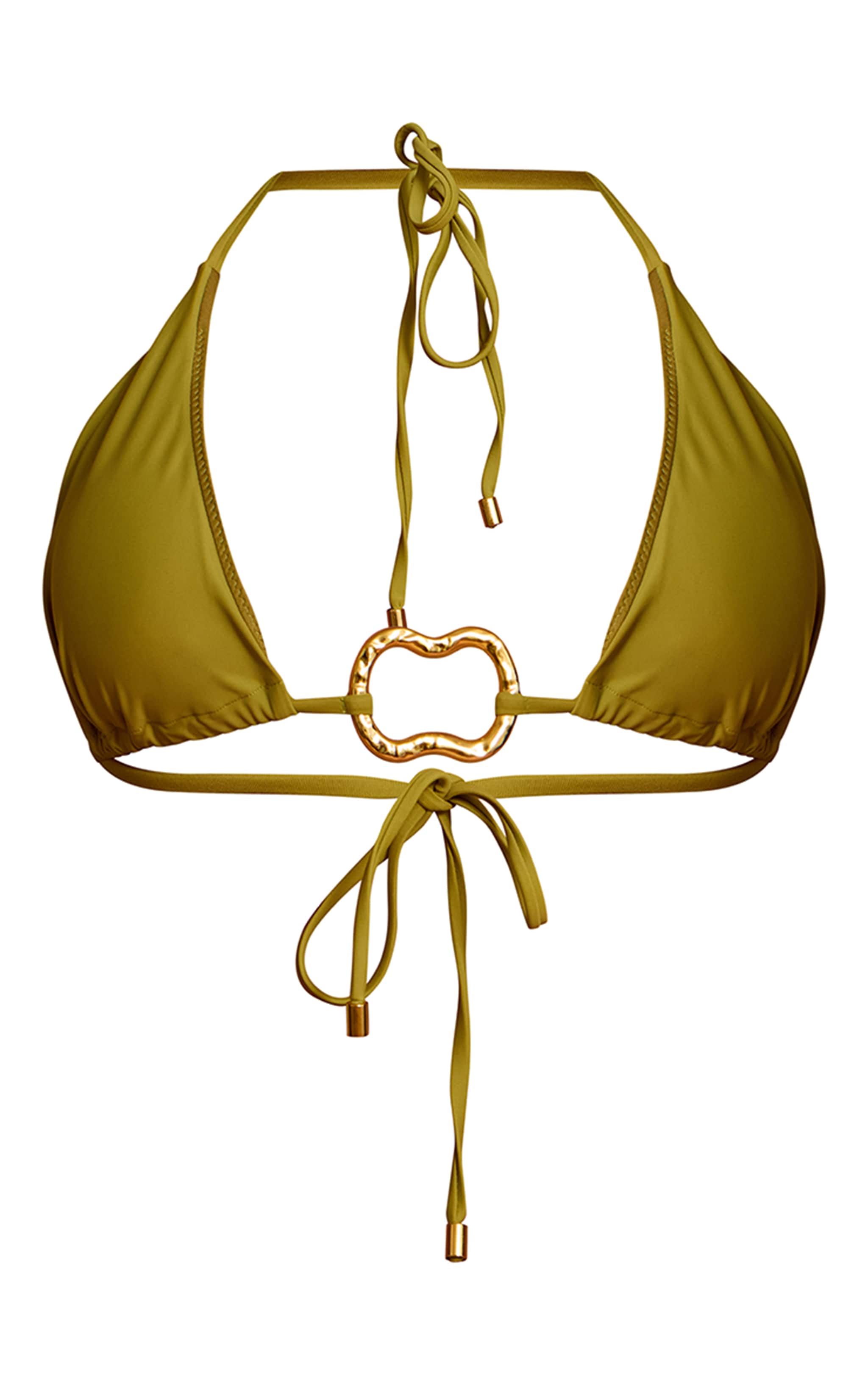 Olive Trim Detail Triangle Bikini Top image 5
