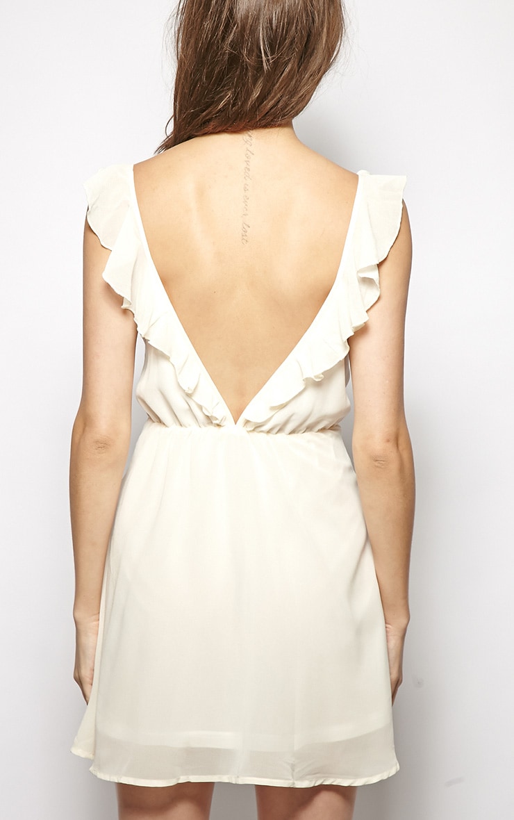Corinne Cream Chiffon Babydoll Dress PrettyLittleThing