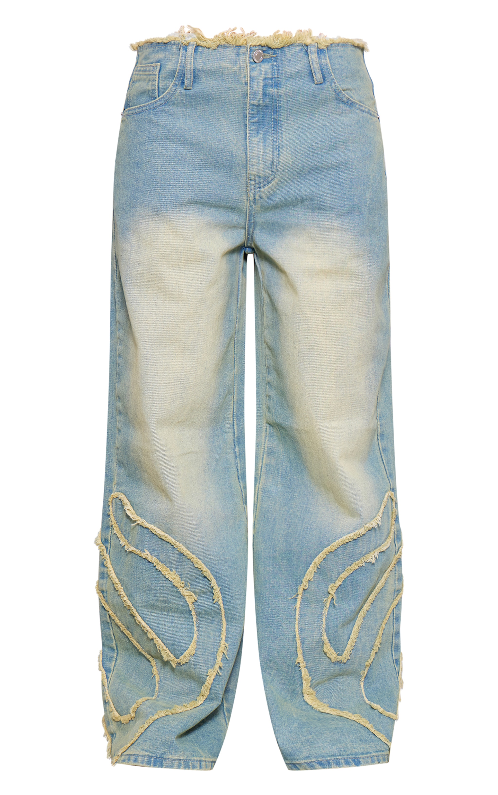 Petite Vintage Bleach Wash Mid Rise Embroidered Jeans