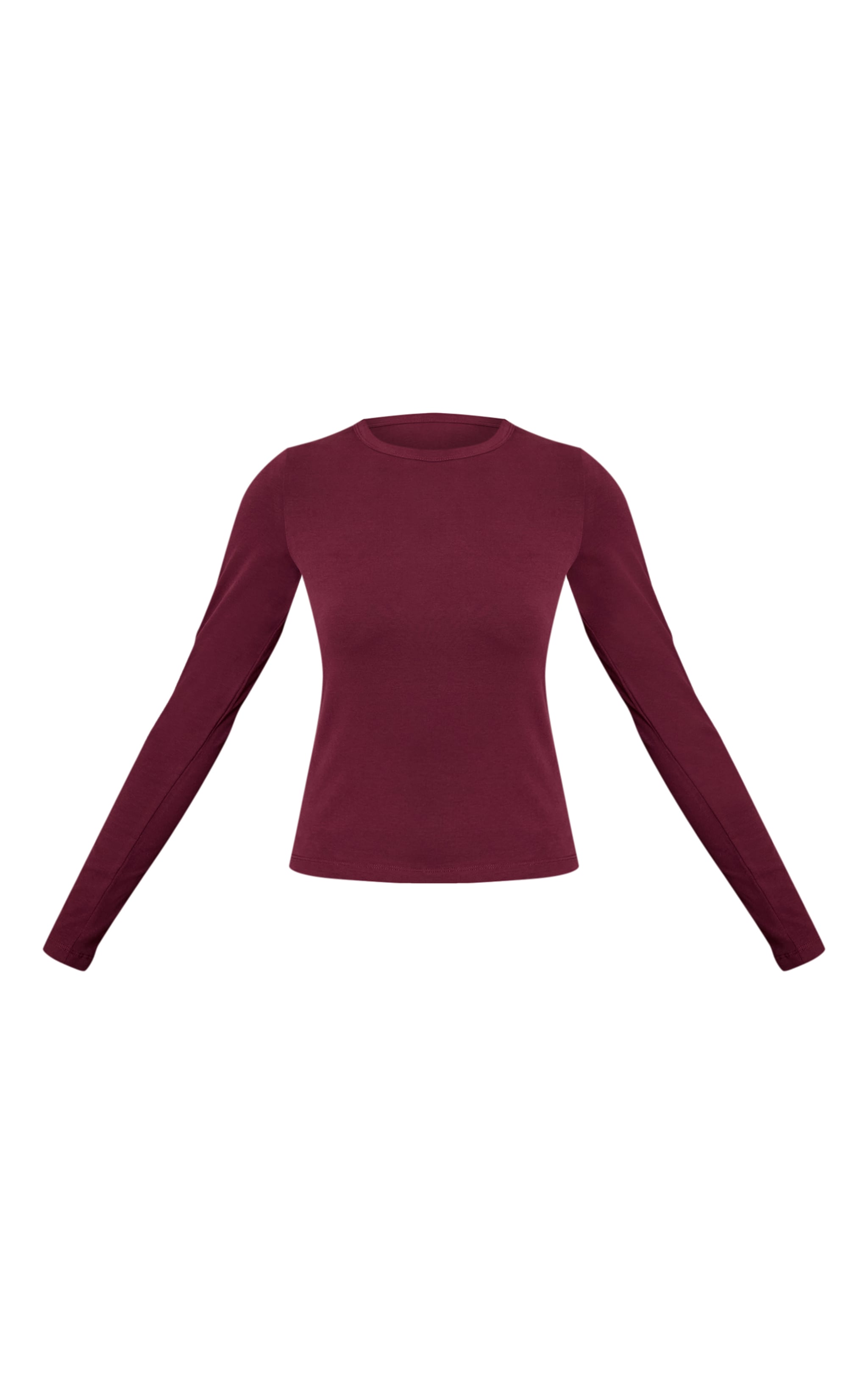 Wine Soft Cotton Crew Neck Longline Long Sleeve Top image 5